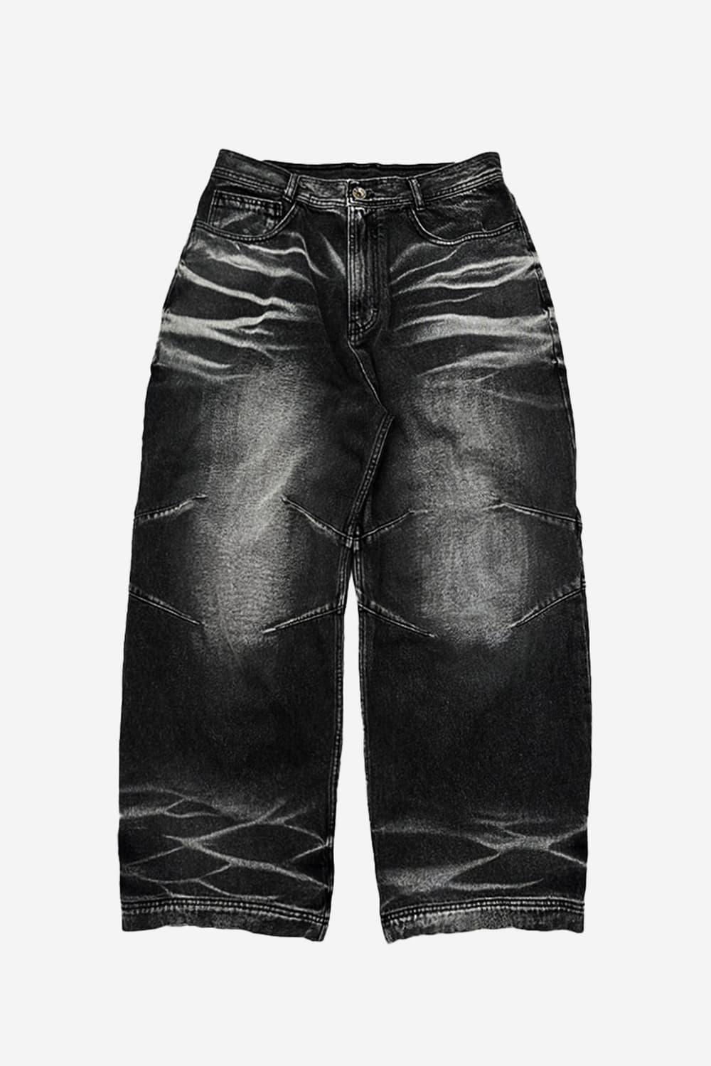 Blr 비엘알 엠보스드 워싱 와이드 데님 팬츠 블랙 L 상품이미지1