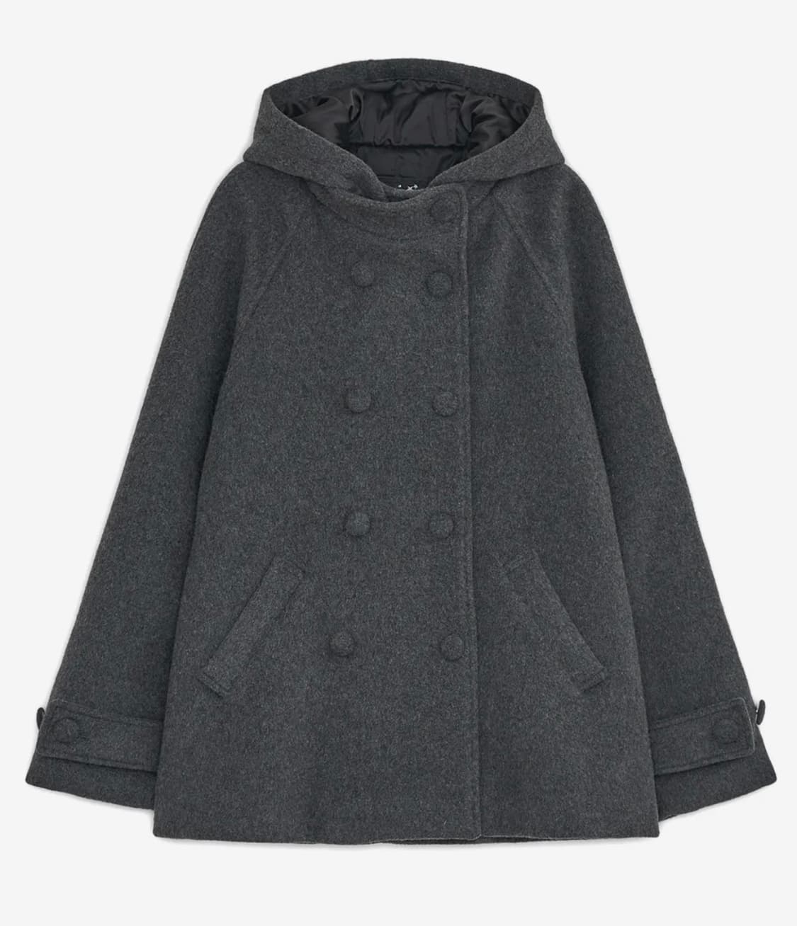 새상품 허그유어스킨 후드 하프 코트 차콜 상품이미지1