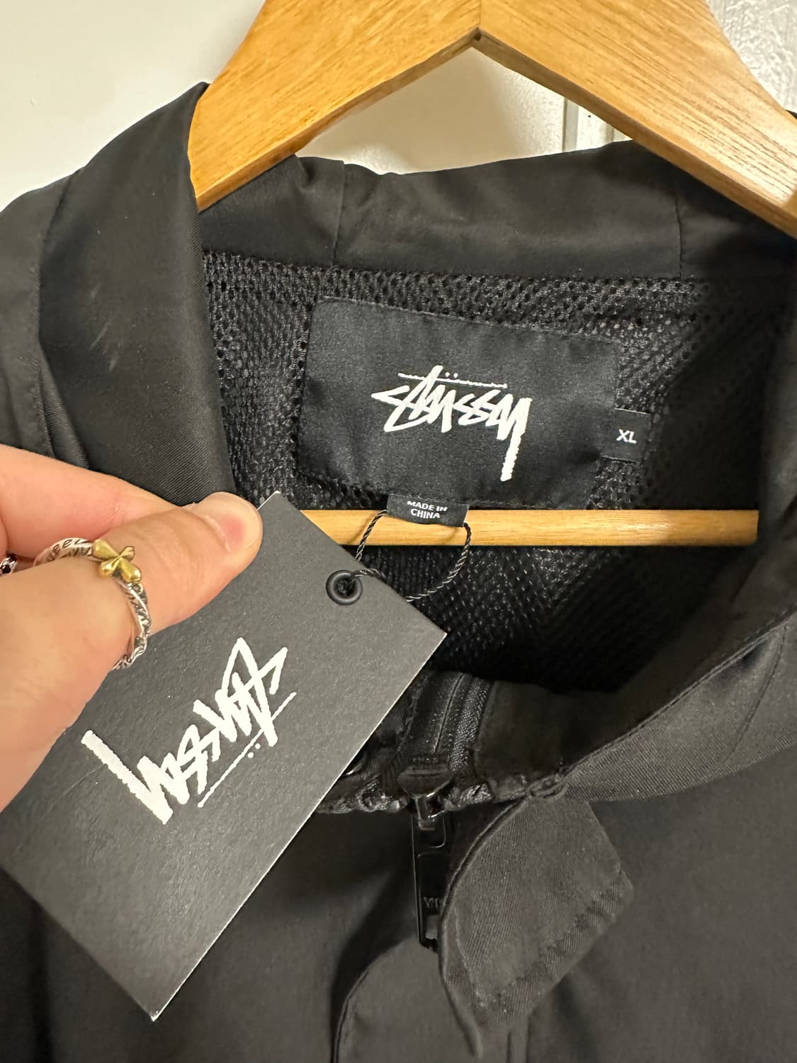 스투시 3M 파이핑 풀오버 아노락 블랙 자켓 바람막이 후드 상품이미지4