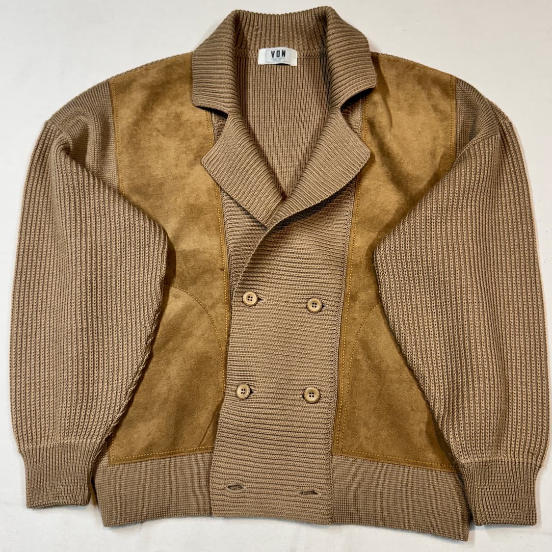 L) VON 더블 브레스티드 스웨이드 니트 가디건 상품이미지2