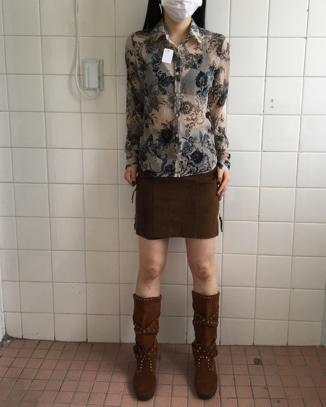 Axes femme pattern pleats shirt 상품이미지1