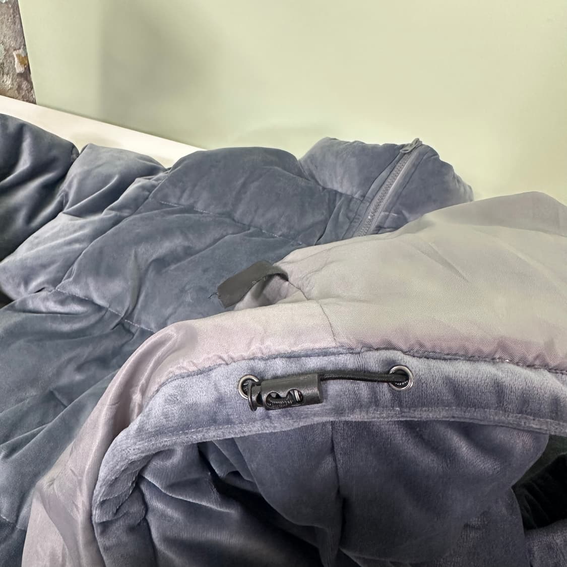 100-105 DAVID CHEN 블루 벨벳 패딩 상품이미지4