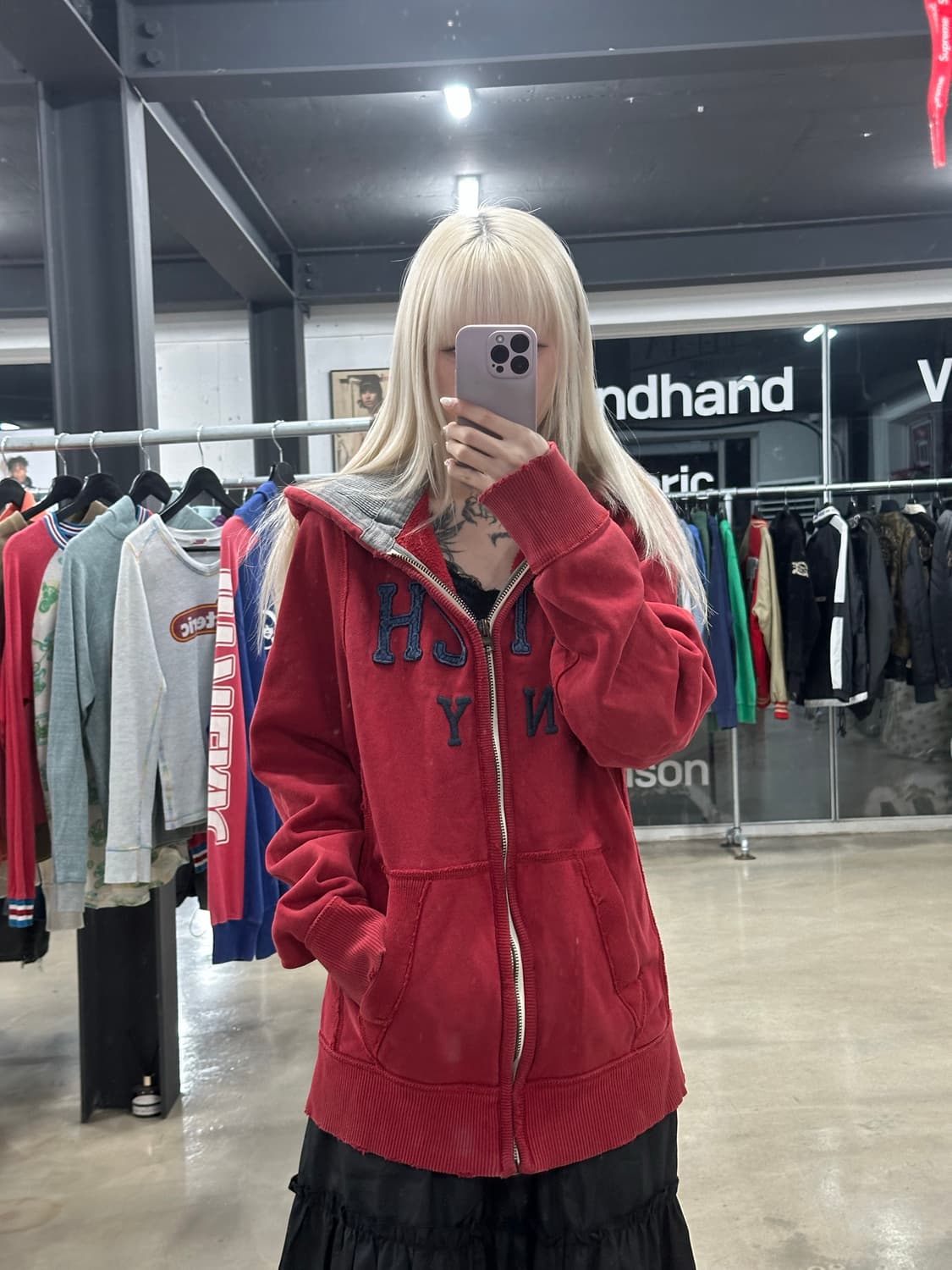 아베크롬비 오버핏 레드 후드 집업 상품이미지3