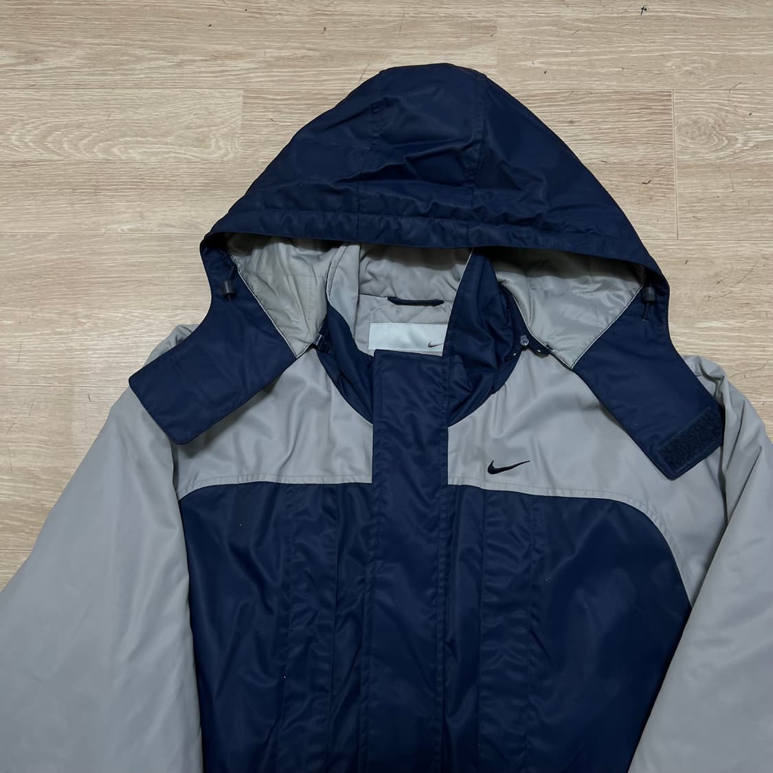 나이키 배색 후드 롱패딩 돕바 점퍼 [네이비] M/95 상품이미지2