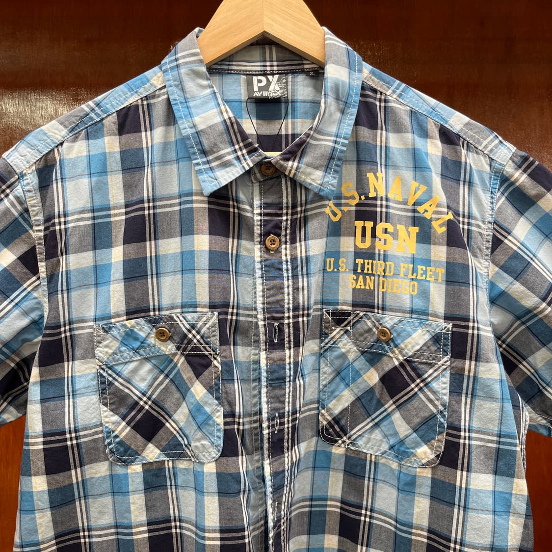 아비렉스 US Navy 반팔 체크셔츠 [ XL , 100 ] 상품이미지2