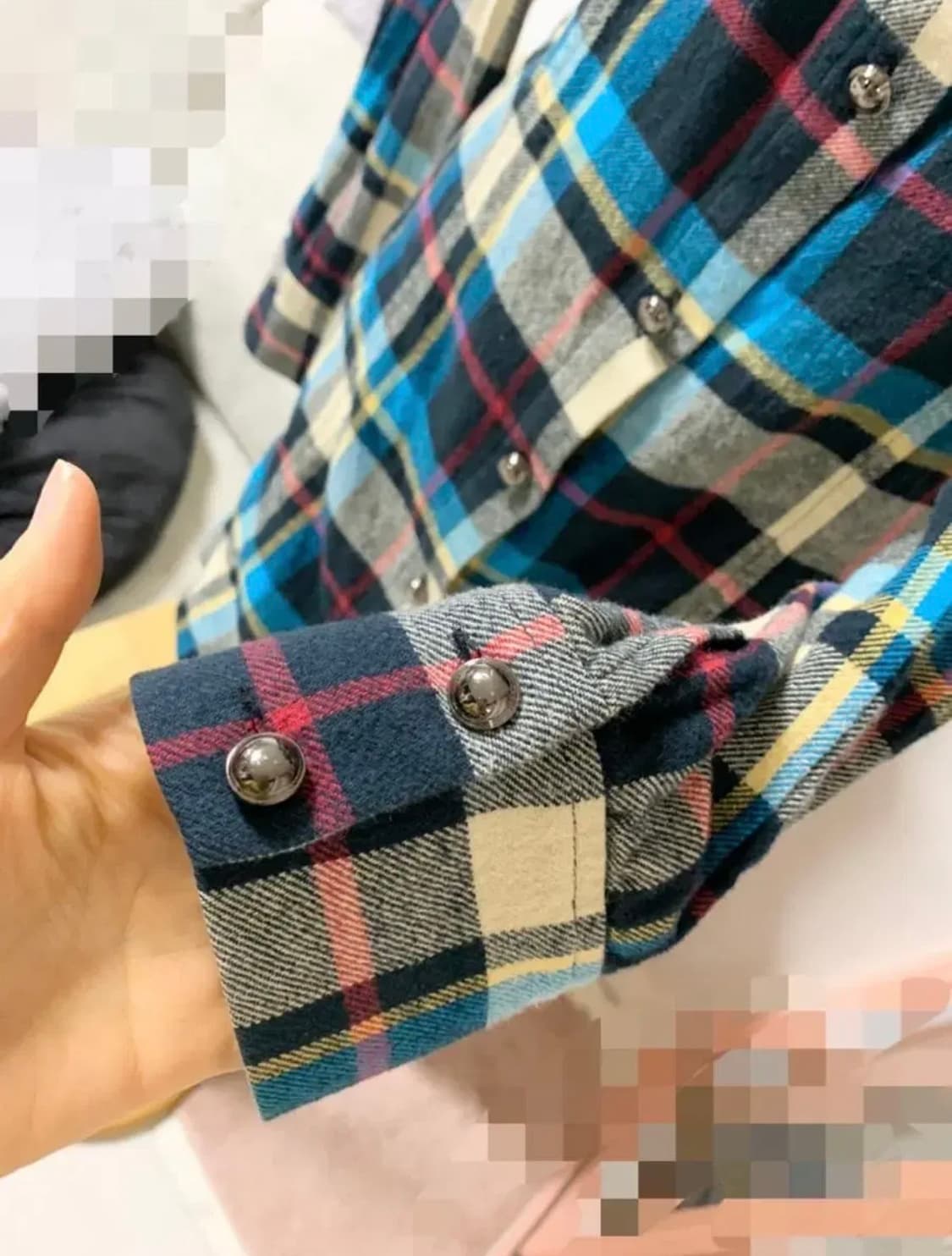 에고이스트ㅡ징장식 체크 남방 55/상태최상 상품이미지3