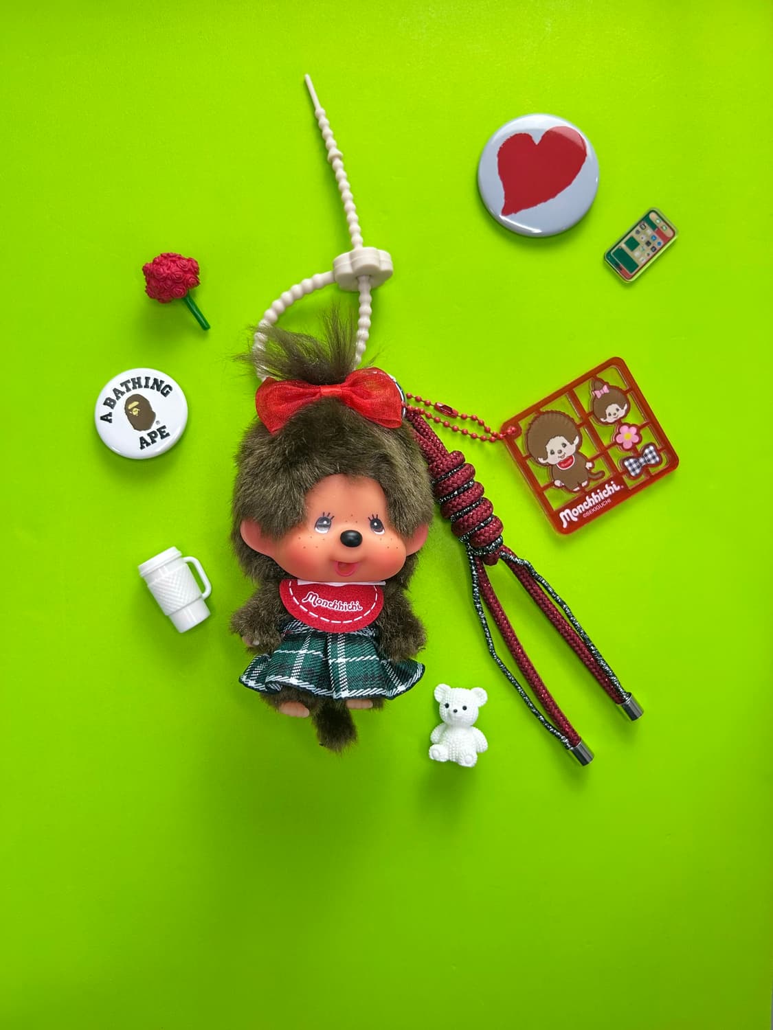 (16)💚정품몬치치 커스텀키링- “그린 체크 스쿨걸“ 상품이미지1