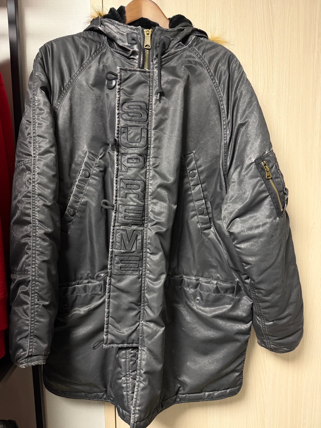 [XL]슈프림 워시드 플라이트 사틴 N-3B 파카 블랙 - 24FW 상품이미지2