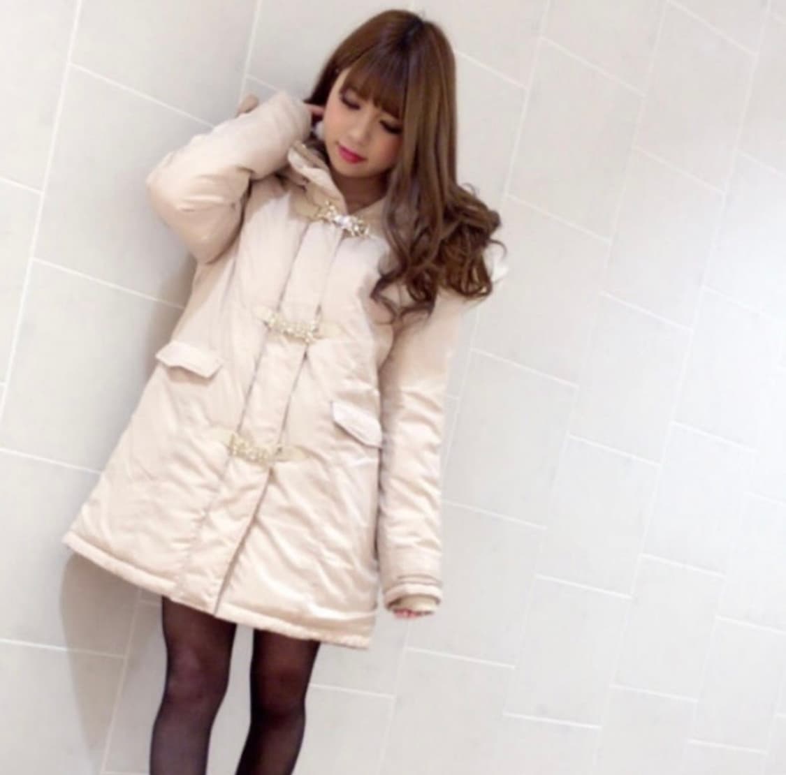 datura 비쥬 버클 퍼 연베이지 파카 패딩 갸루 오네갸루 일브 고전 상품이미지1