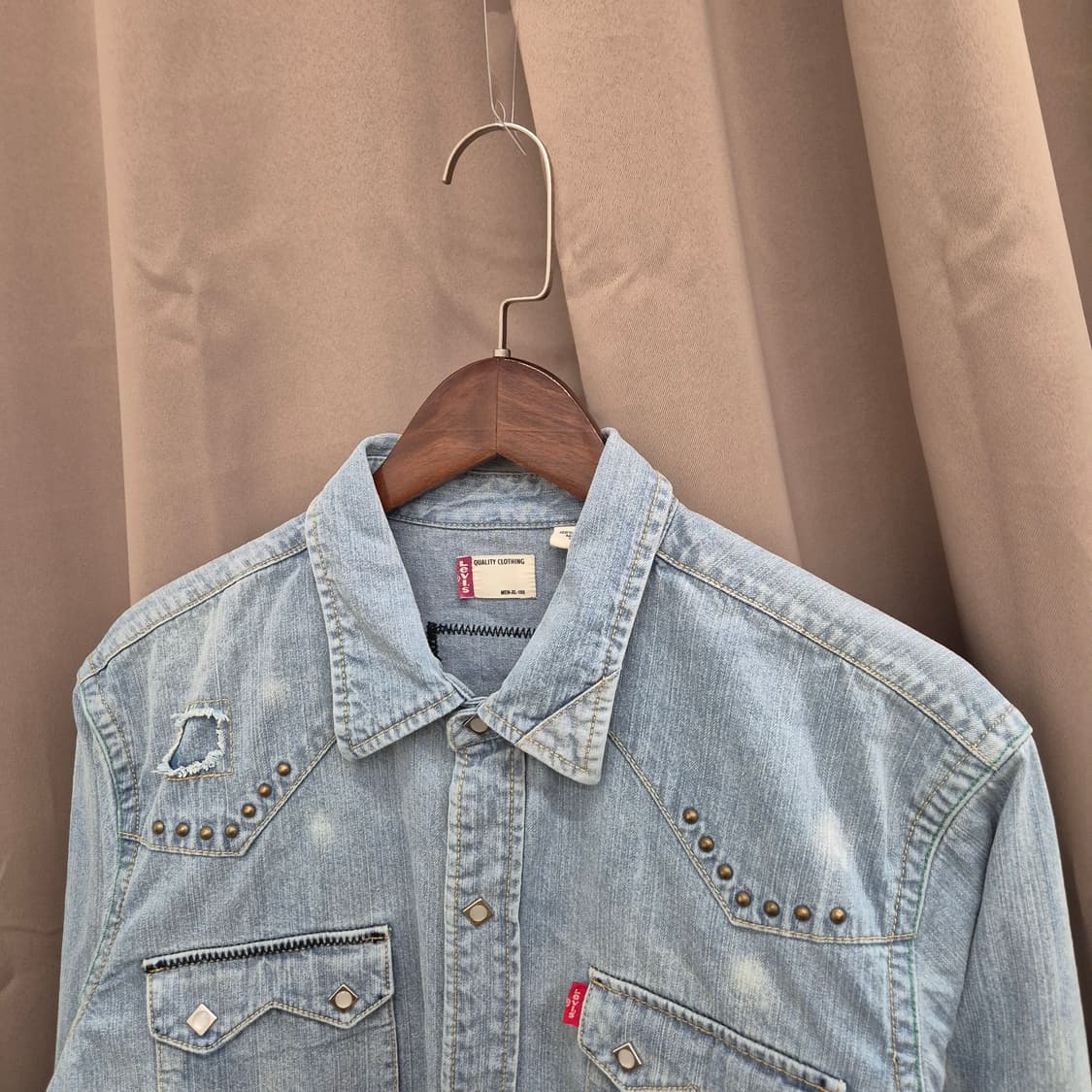 리바이스 메탈 스터드 데님 웨스턴 셔츠 XL 상품이미지2