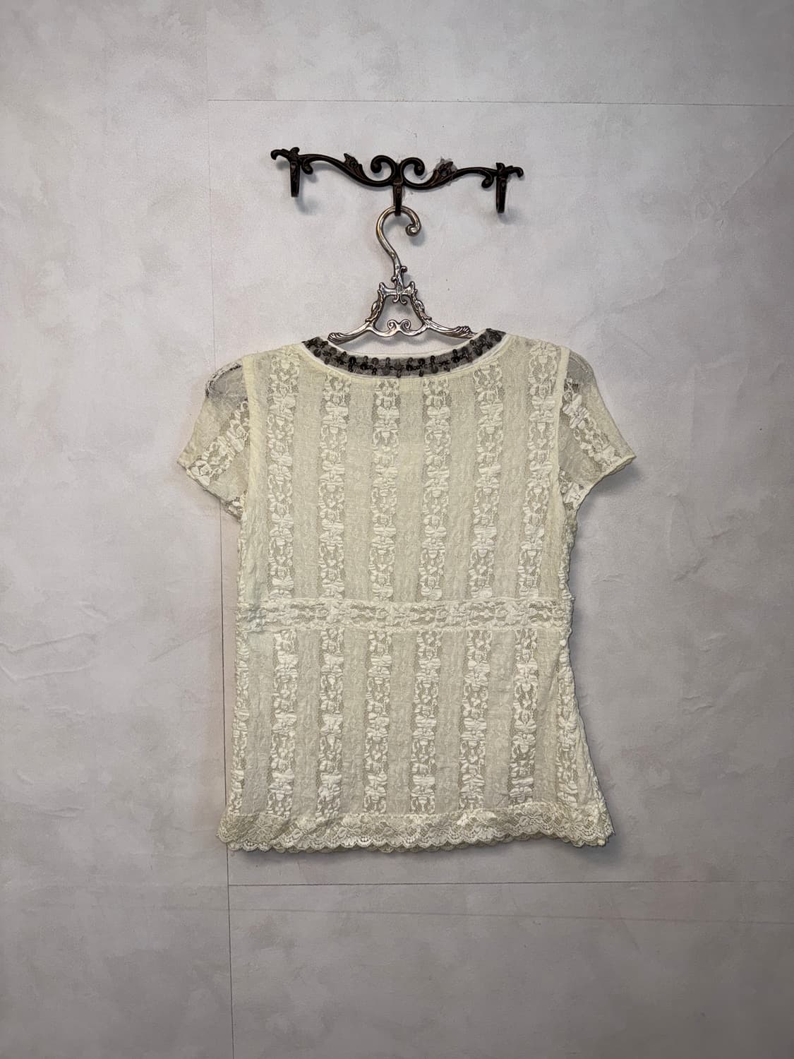 Ivory fairy floral beads laceup half bl 상품이미지6