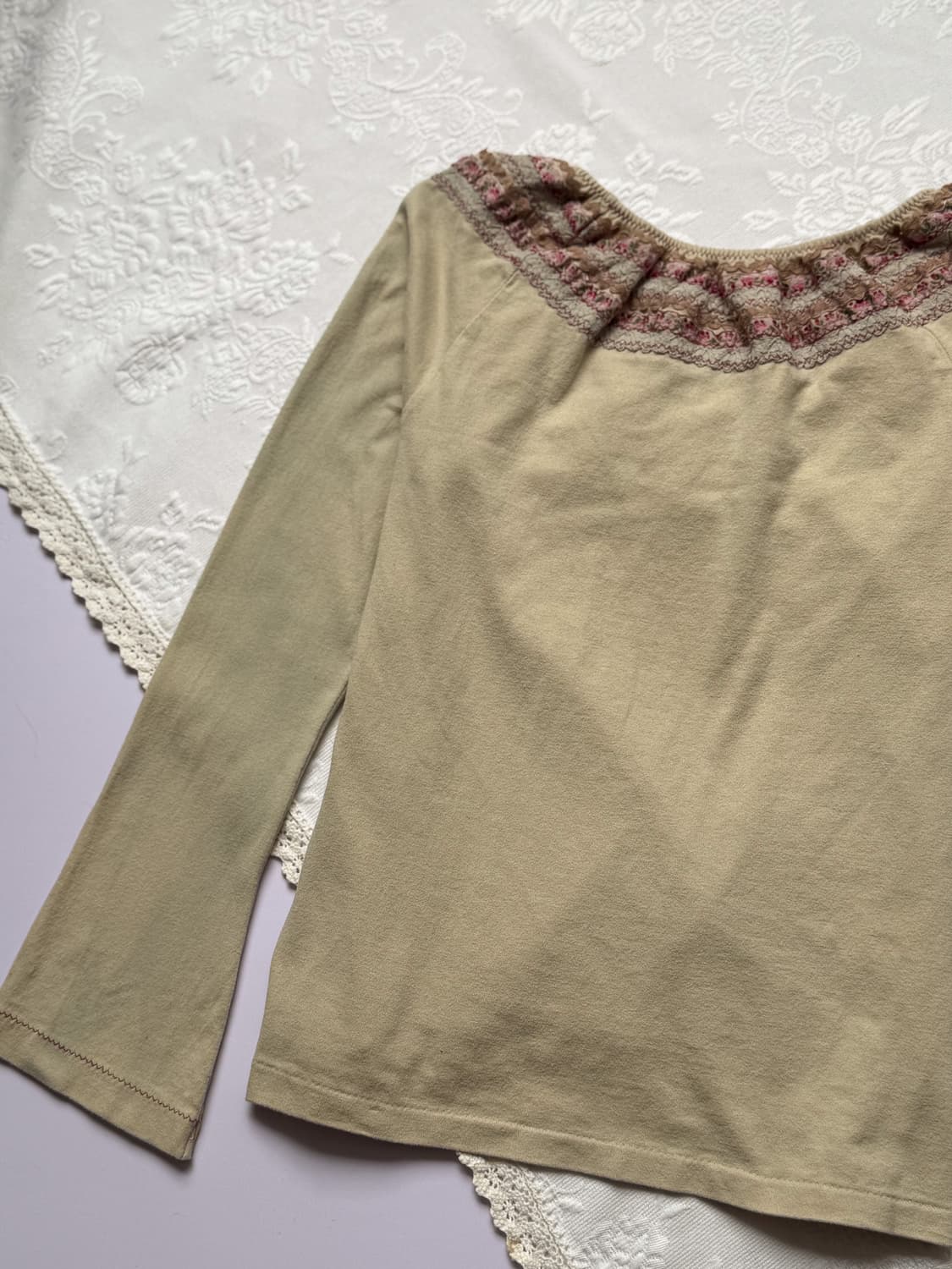 Floral Embroidered Cotton T-shirt 0291 상품이미지6