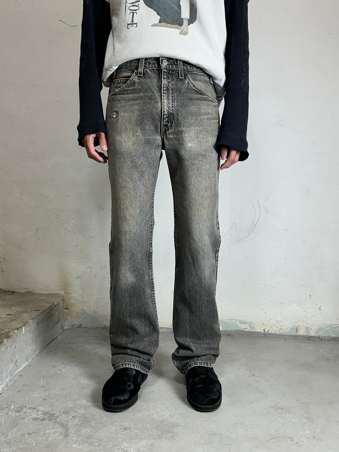 90's USA Made 빈티지 리바이스 517 오렌지탭 블랙 부츠컷 상품이미지3