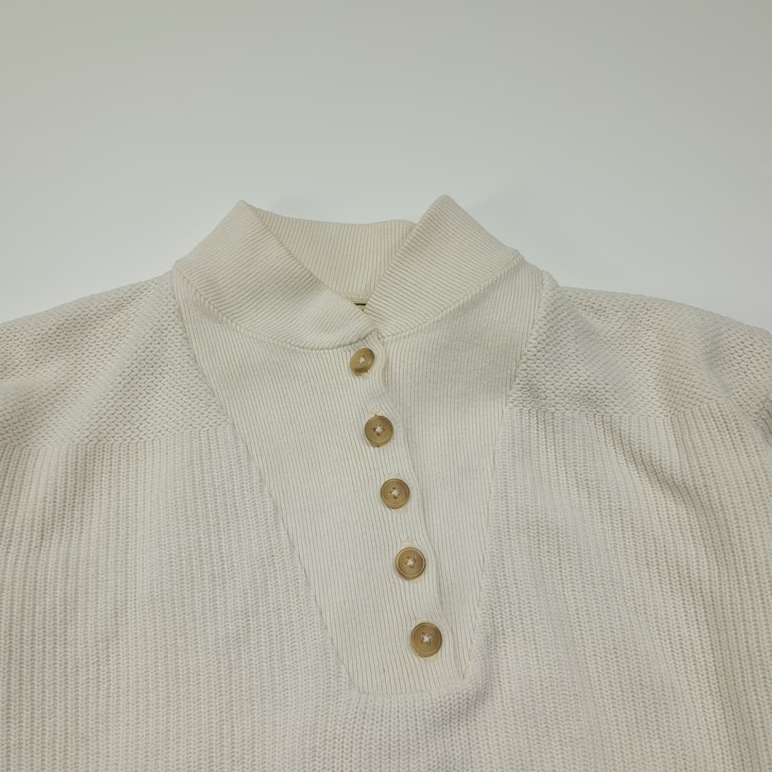 CL039 M 엘엘빈 80s 오리지널 미제 빈티지 아이보리 헨리넥 니트 상품이미지2