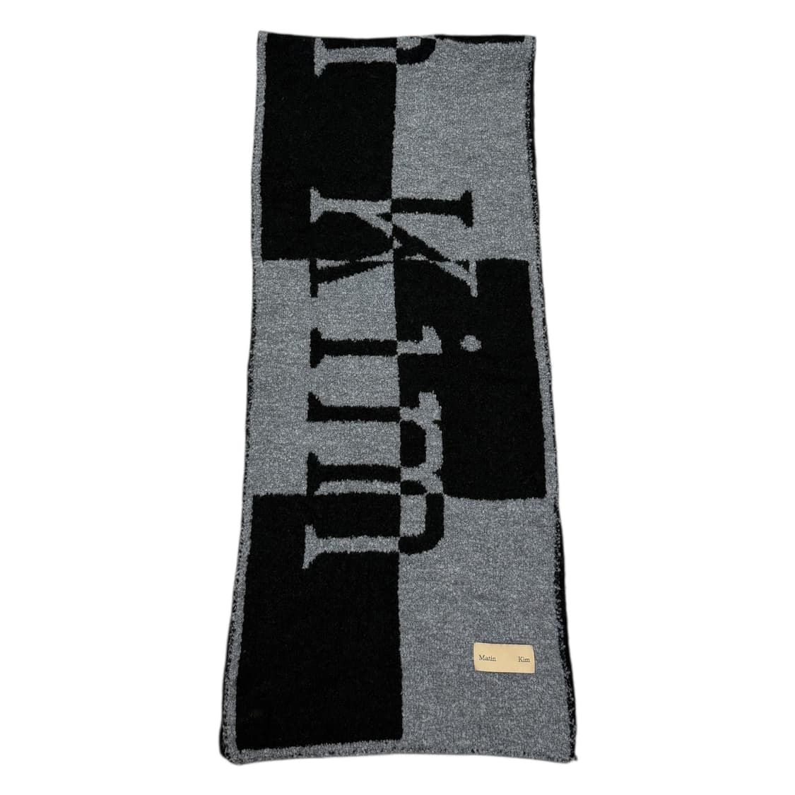 마뗑킴 로고 체커보드 머플러 목도리 블랙 그레이 상품이미지1