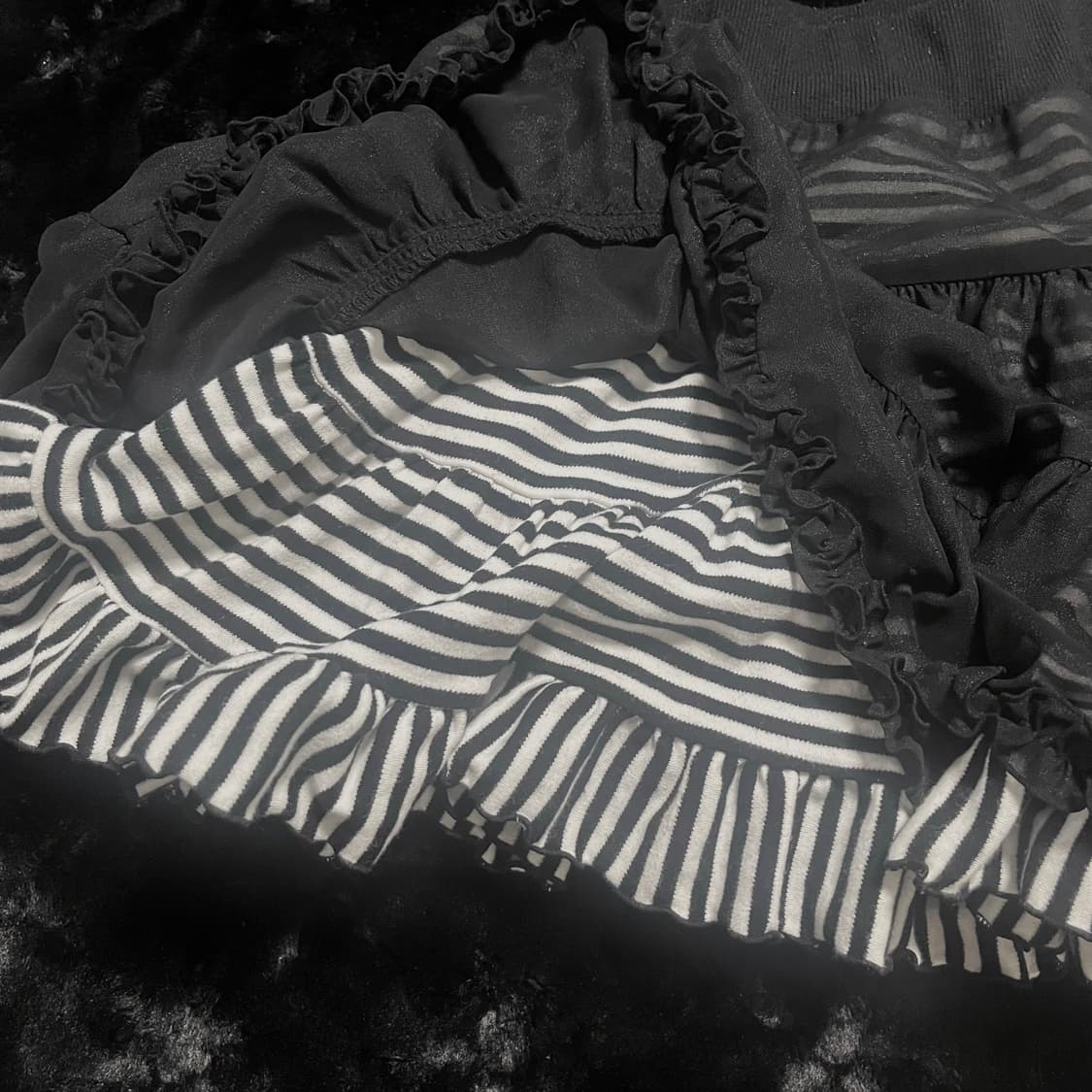 스트라이프 갸루 캉캉 스커트 펑크 줄무늬 상품이미지3