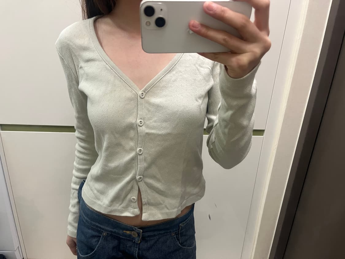 글로니 클래식 브이넥 가디건 그린 상품이미지1