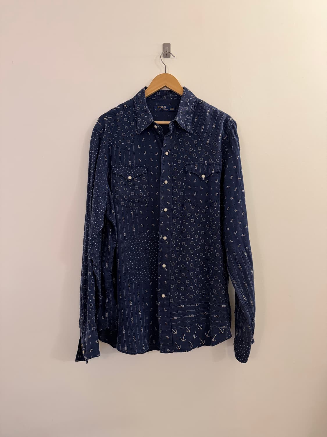 Polo Ralph Lauren 폴로 린넨 앵커 패턴 웨스턴 셔츠 L 상품이미지1