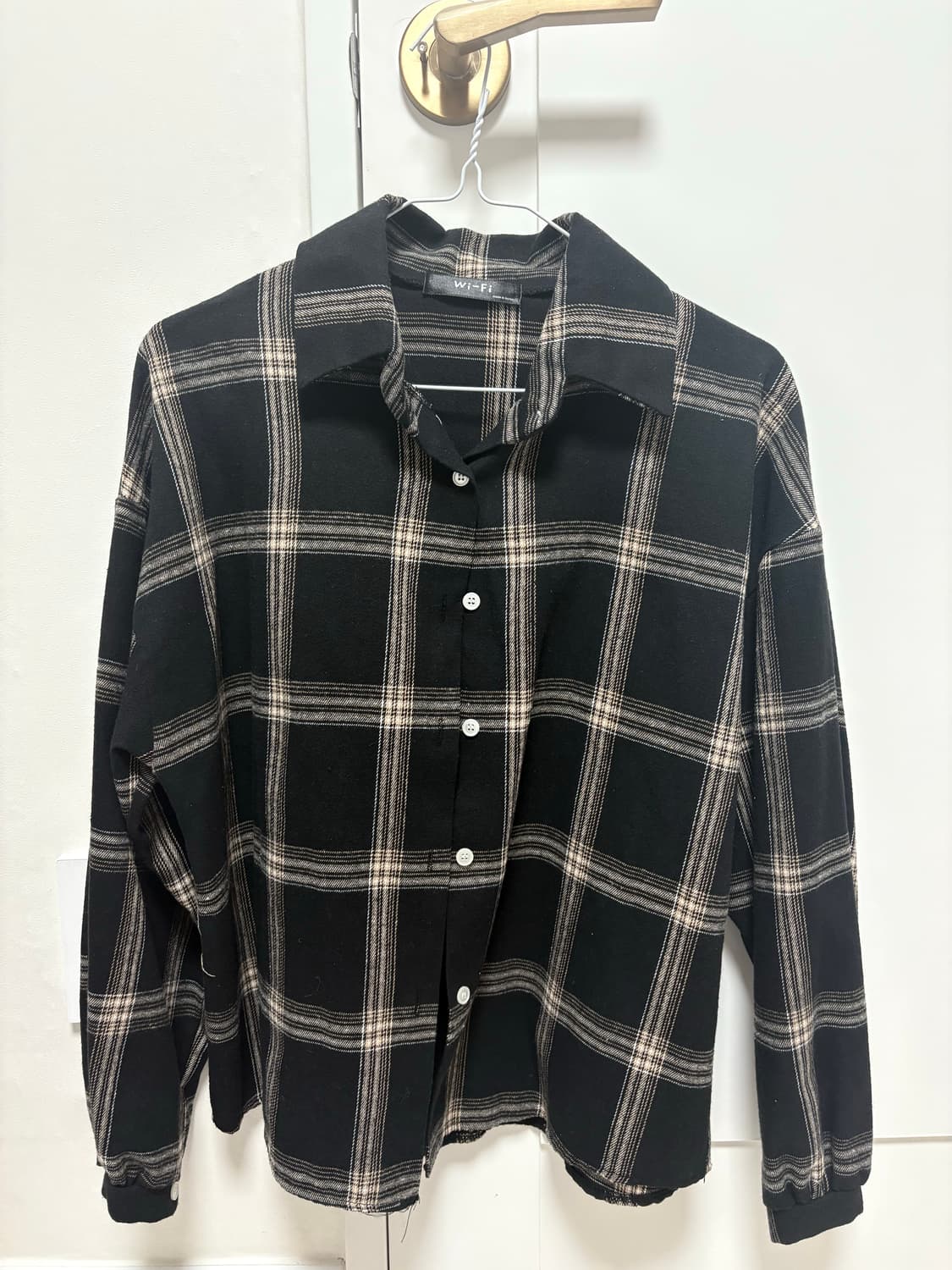 블랙 체크 셔츠 남방 상품이미지1