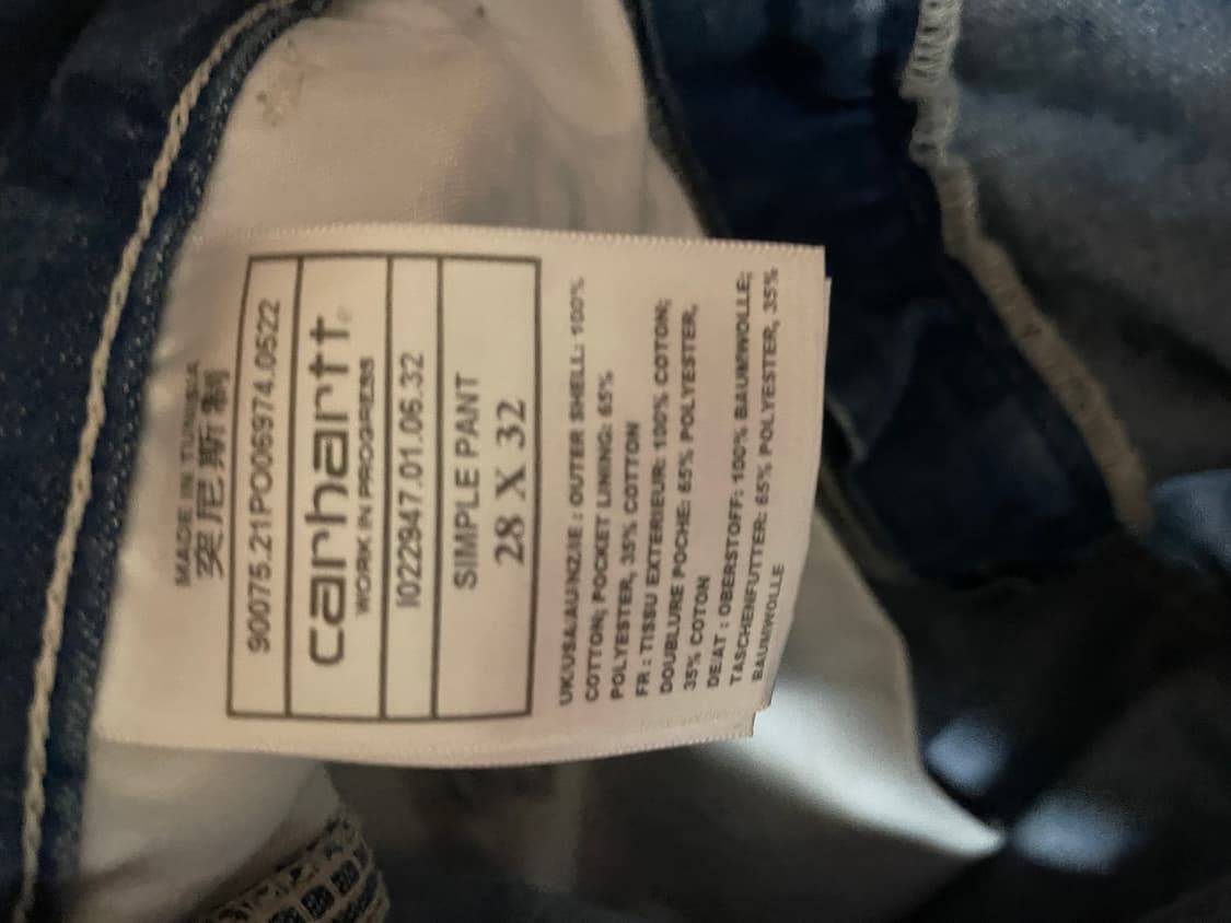 칼하트 심플 팬츠 데님 28x32 상품이미지3