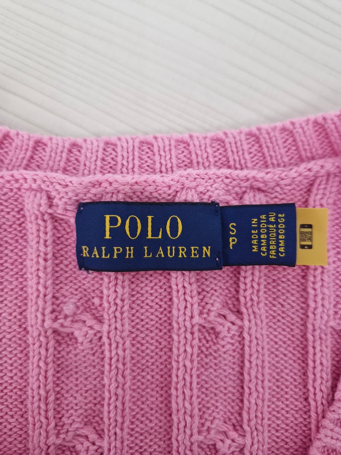 [신형QR]폴로랄프로렌 케이블 브이넥 니트 핑크 상품이미지5