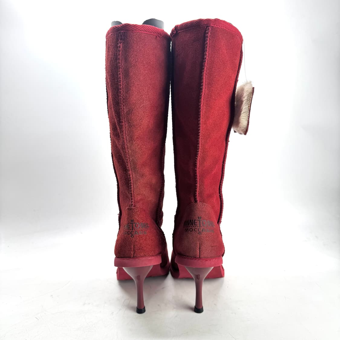 240)미네통카 레드 스웨이드 롱 어그부츠 힐 상품이미지4