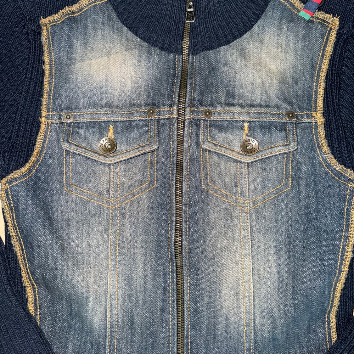 착샷ㅇ) 빈티지 데님 배색 니트 집업 상품이미지4