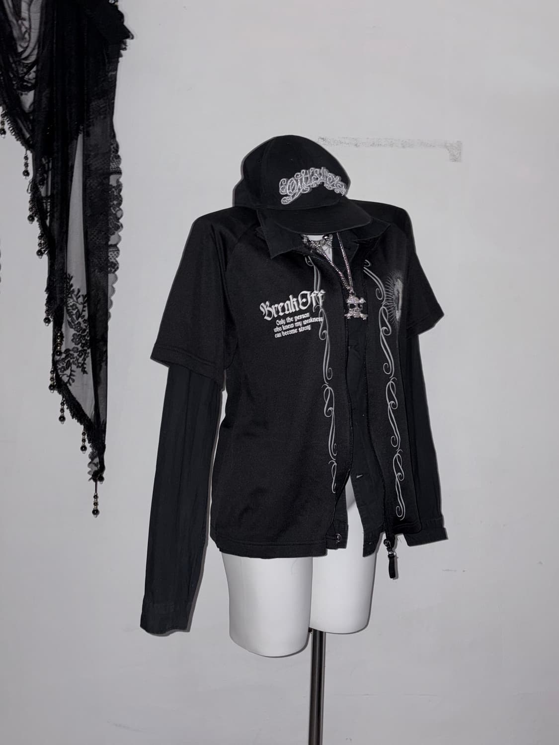 갸루펑크 스트릿 코디세트 하이넥 패딩 고스펑크 오피움 힙합 상품이미지7