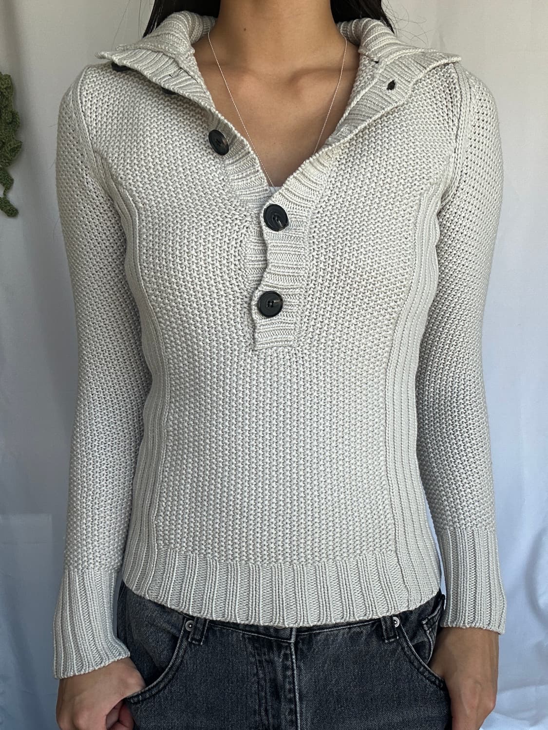 빈티지 왕버튼 아이보리 니트 상품이미지2