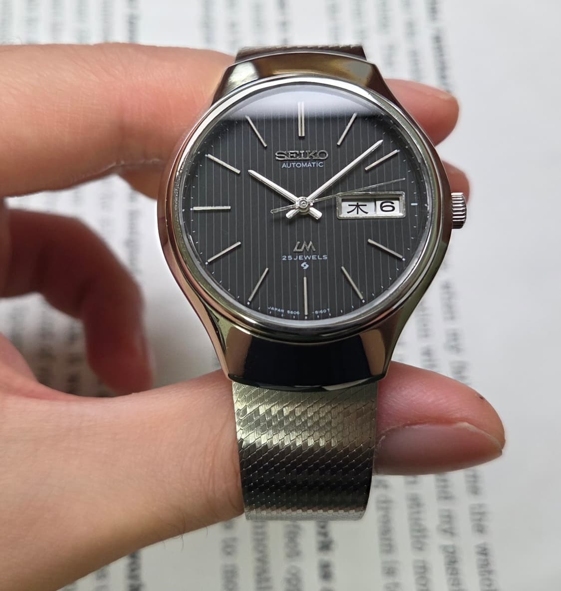 레어] 빈티지 세이코 LM로드매틱 25쥬얼 블랙 세로판 한자 데이데이트 상품이미지2