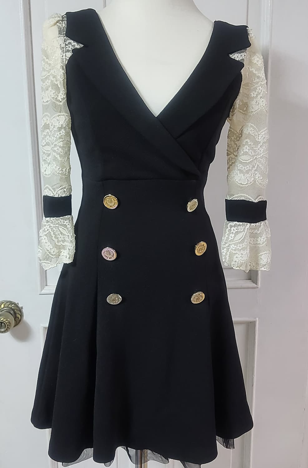 섹시 미니 미디 원피스 블랙 레이스 블레이져 원피스 7부 소매 상품이미지1