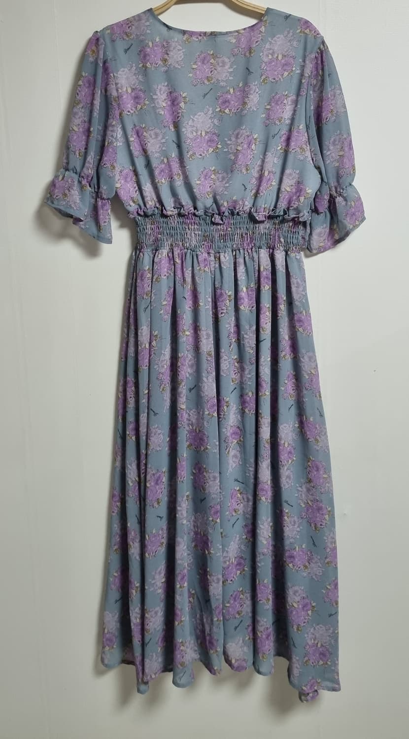 XS (44) 플라워패턴 반팔 쉬폰 원피스 상품이미지2