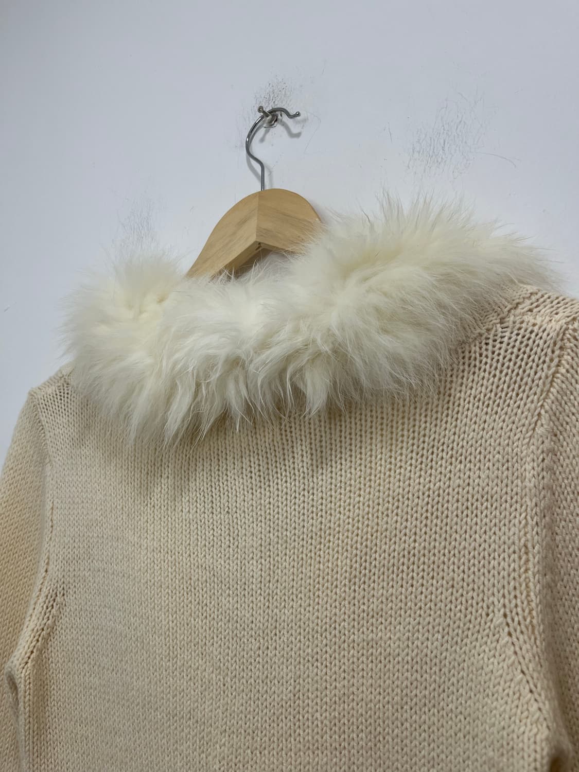 일본 빈티지 갸루 화이트 퍼 니트 가디건 상품이미지7