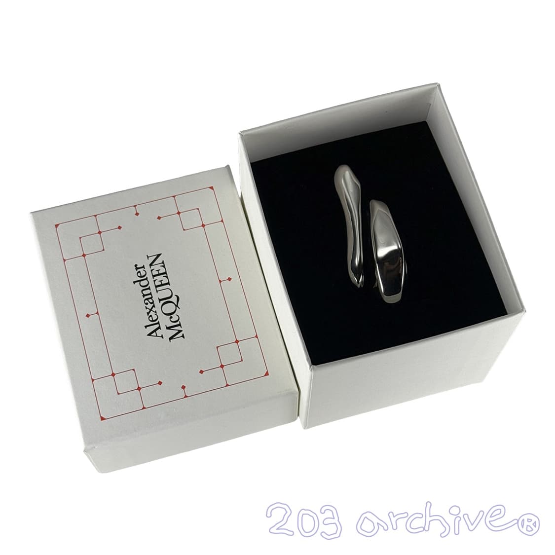 알렉산더 맥퀸 쓰리핑거 비대칭 실버 링 상품이미지6