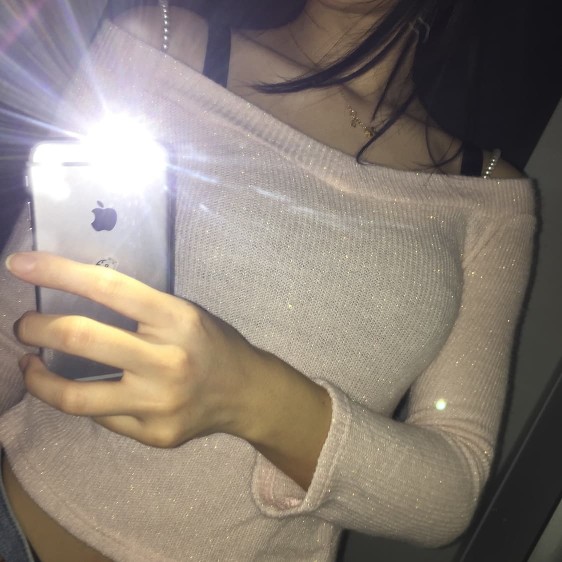 히메갸루 멧챠 카와이 진주스트랩 글리터 오프숄더 상품이미지4