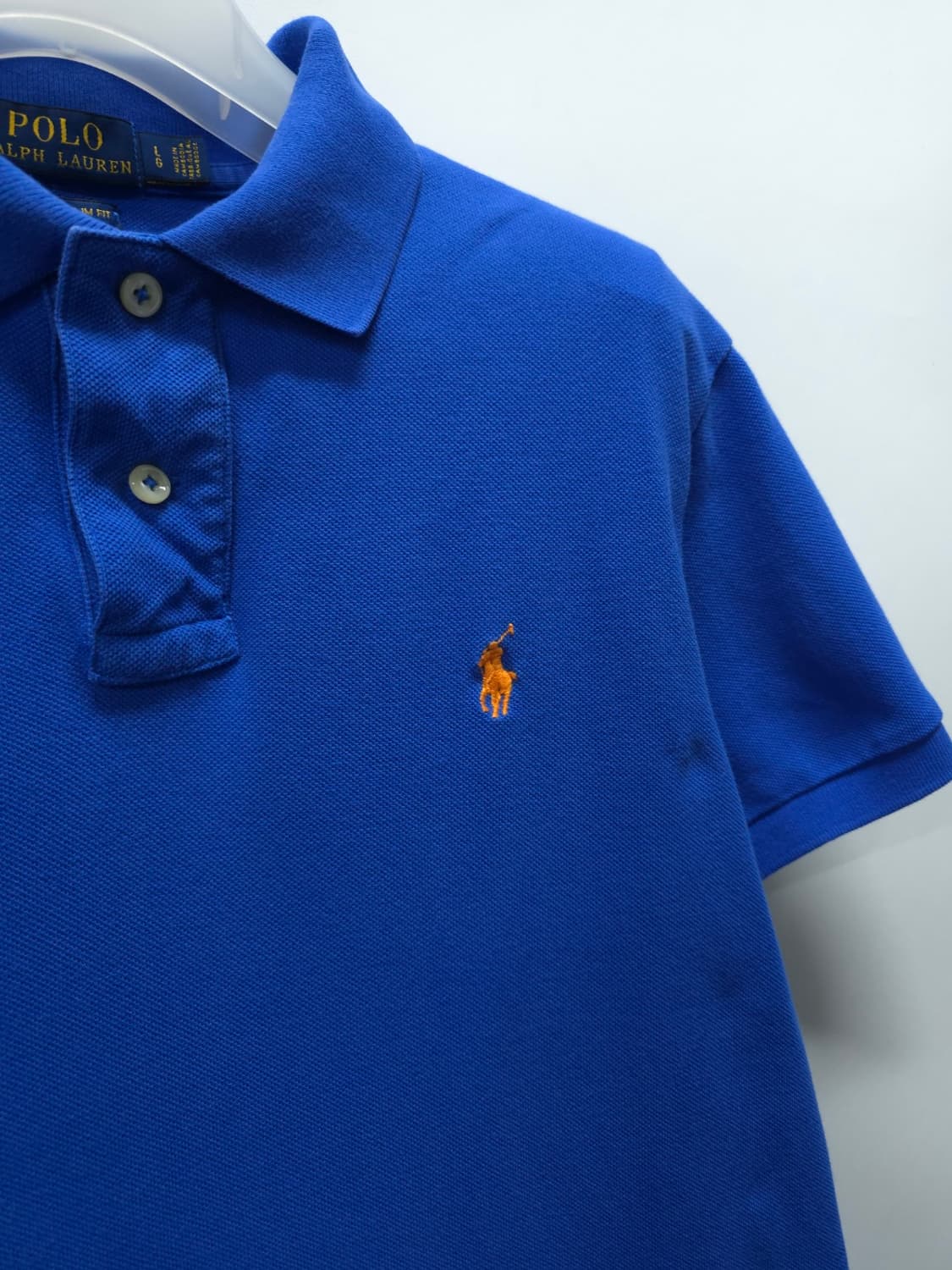 폴로 랄프로렌 커스텀 슬림핏 피케 반팔 티셔츠 블루(95) 상품이미지3