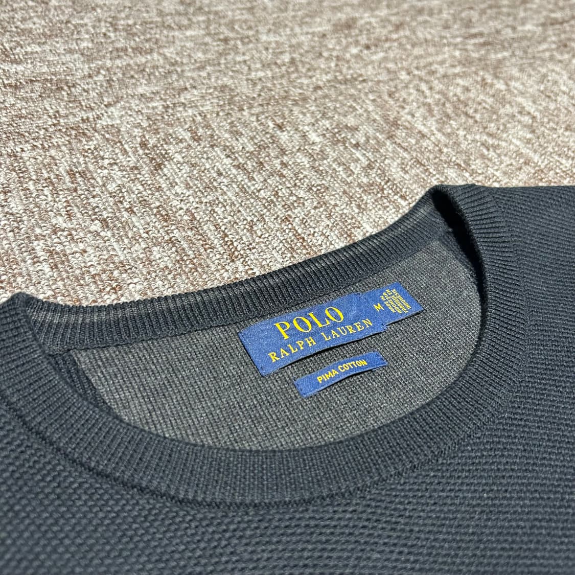 M) 폴로 랄프로렌 피마코튼 라운드넥 블랙 맨투맨 상품이미지4