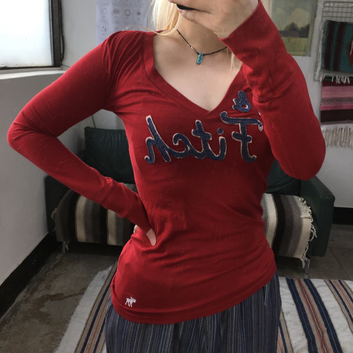 투티/0208 아베크롬비 앤 피치 와펜 로고 슬림 긴팔 y2k 상품이미지1