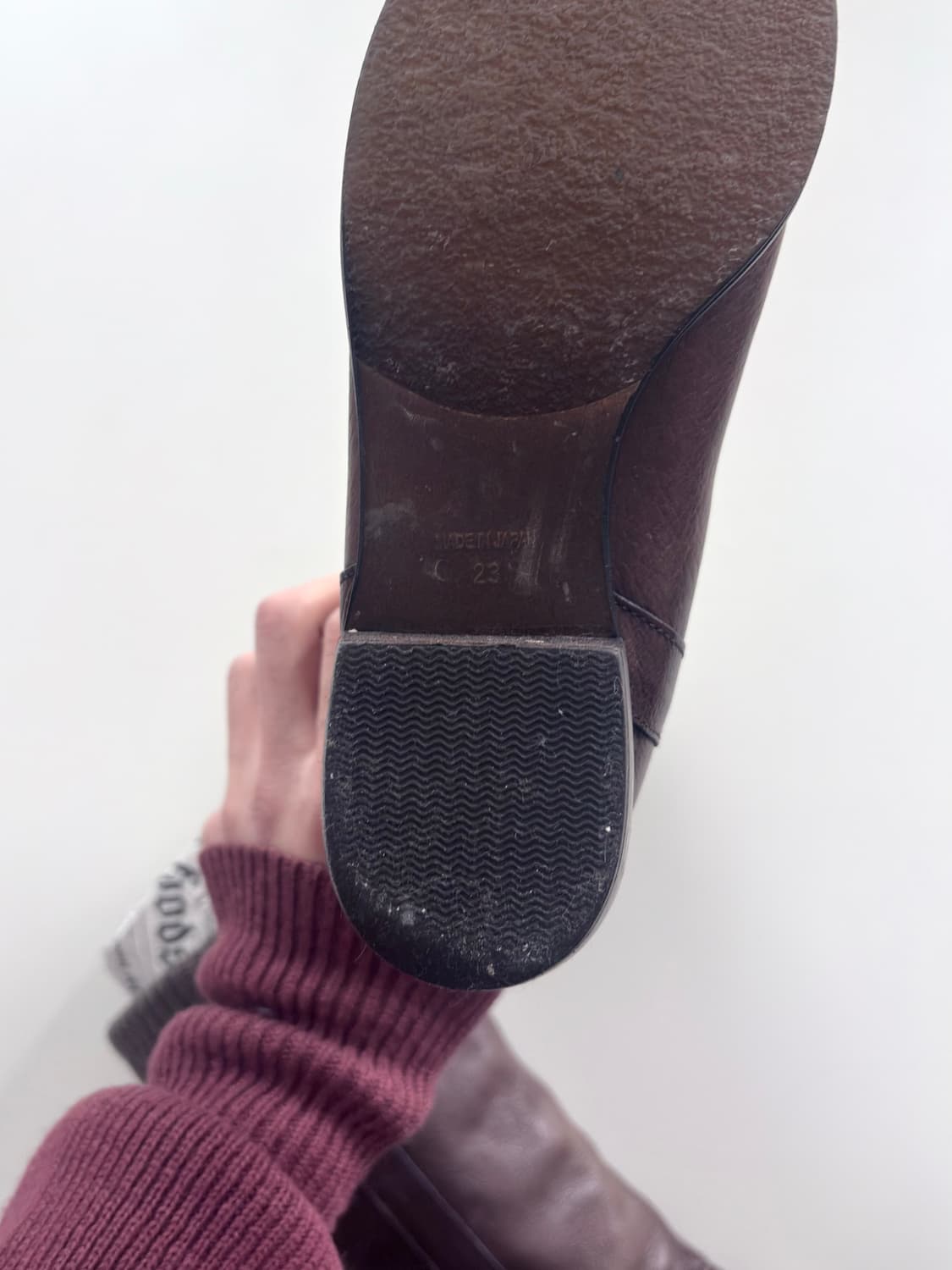 빈티지 라보키고시 니트 디테일 리얼레더 부츠 상품이미지6