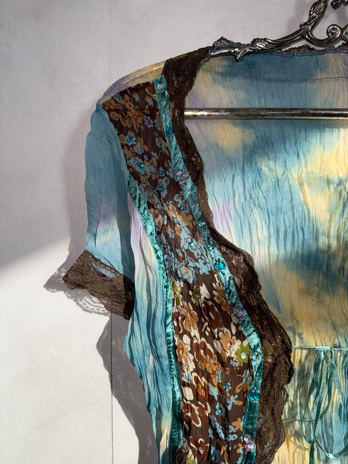 Blue lemon tie dye fairy floral blouse 상품이미지4