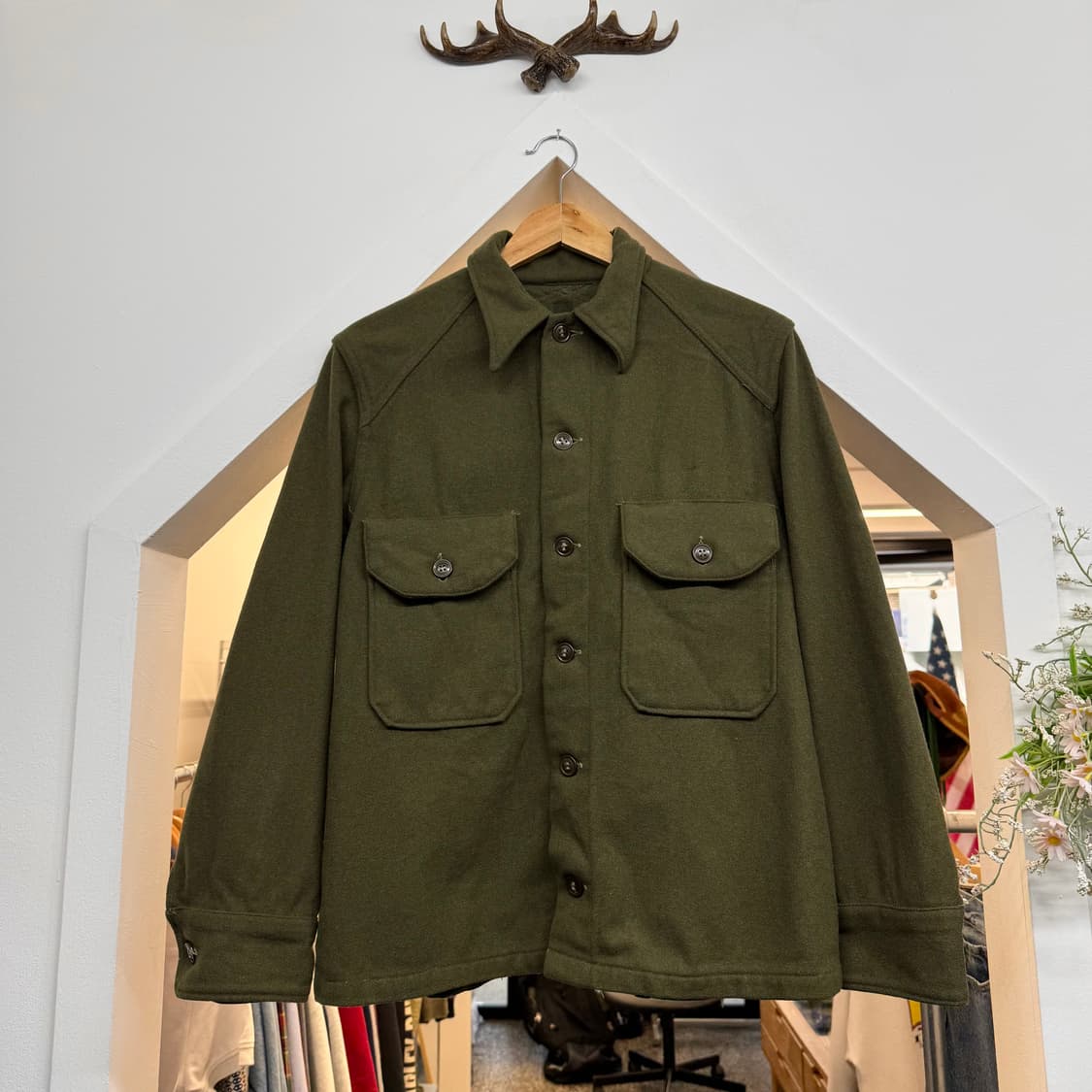 50s US army 미군 한국전쟁 OG-108 울 필드 셔츠 (M) 상품이미지2