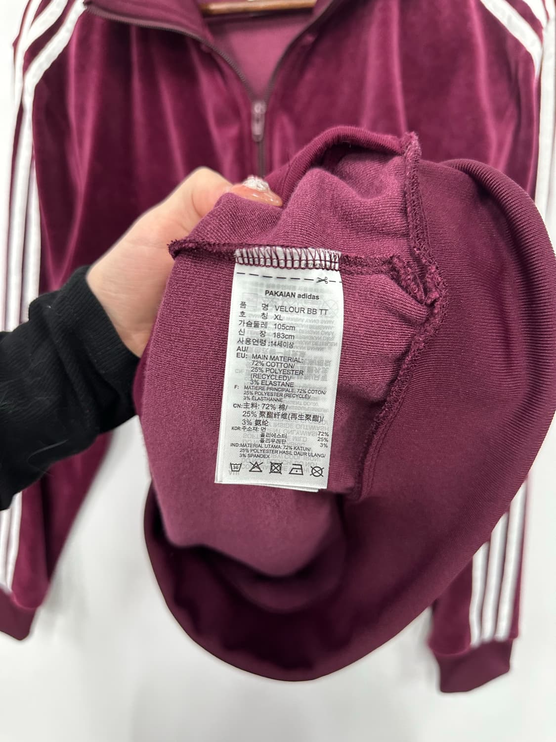아디다스 버건디 벨벳 져지 트랙탑  상품이미지3