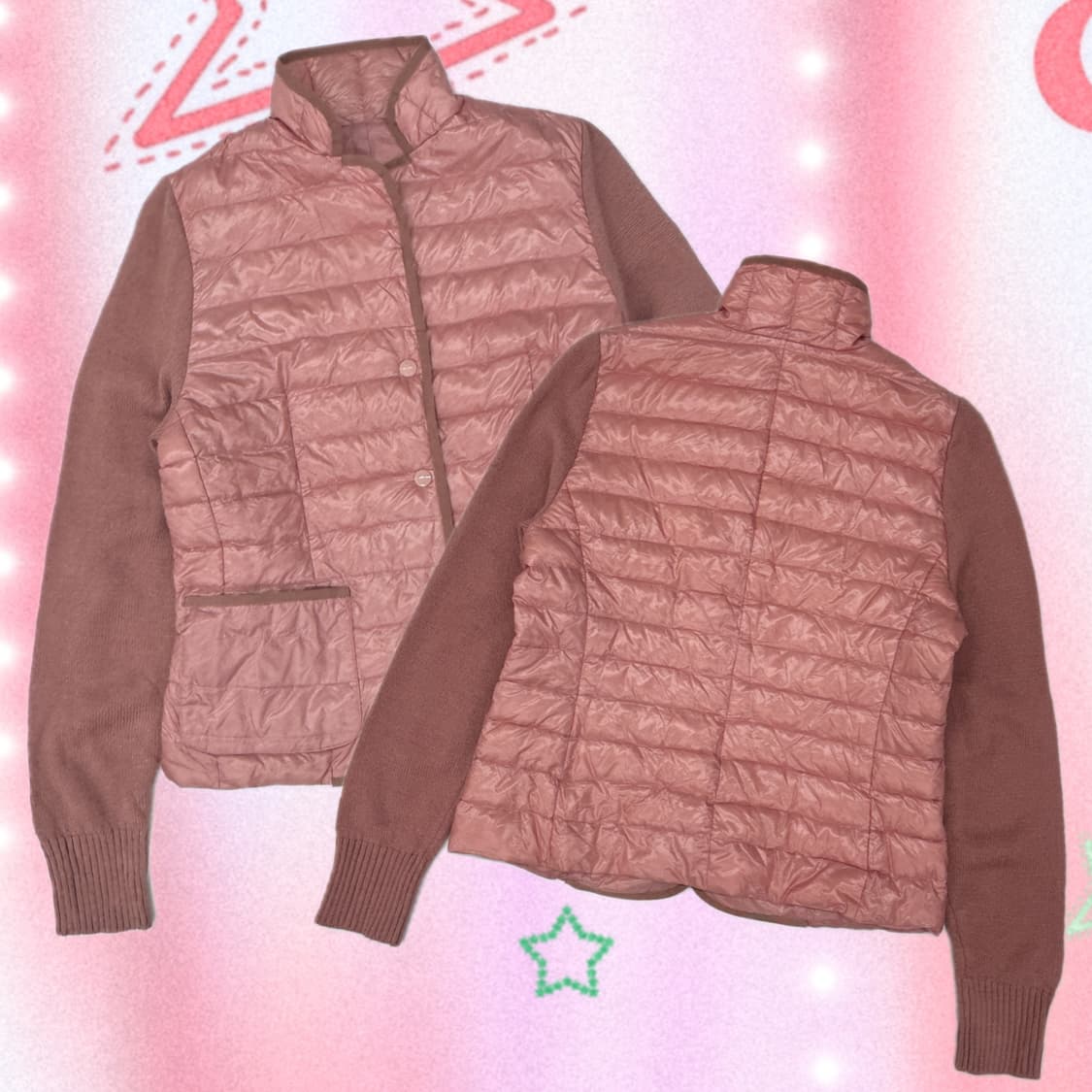 🍓딸기우유맛 러블리 경량 니트 패딩 🍓히메갸루 핀터 그런지 히피 상품이미지1