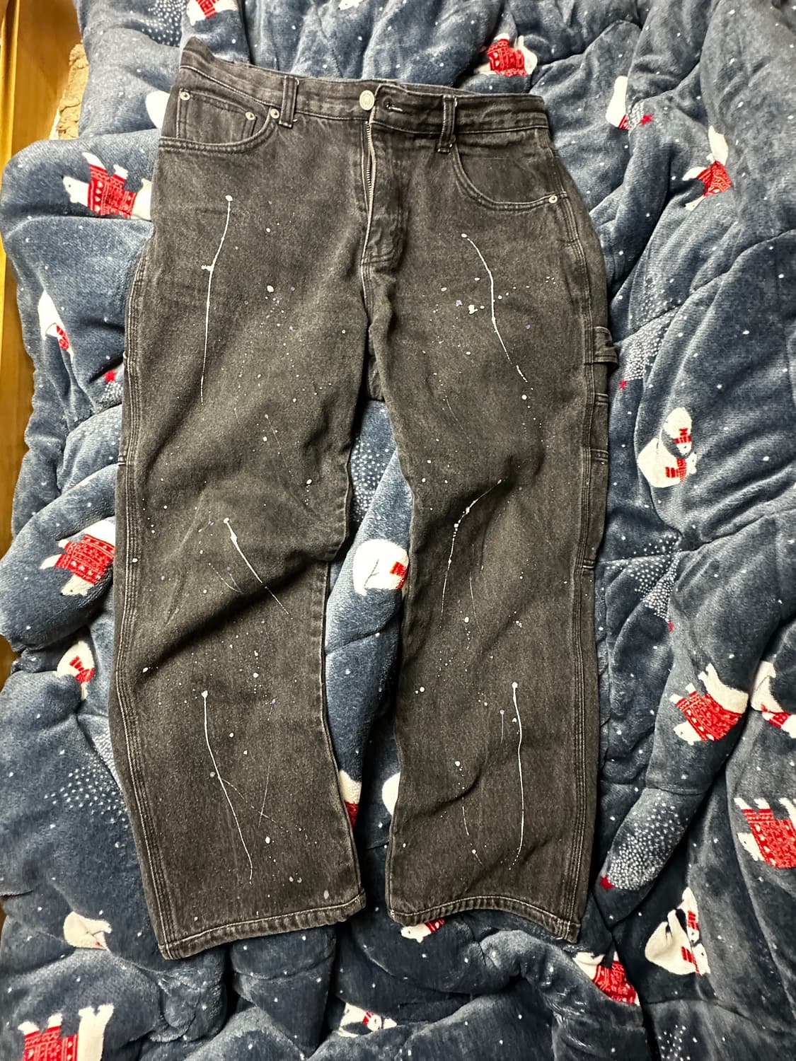 벌스데이수트 페인티드 카펜터 팬츠 블랙 (워크웨어/와이드) 상품이미지1