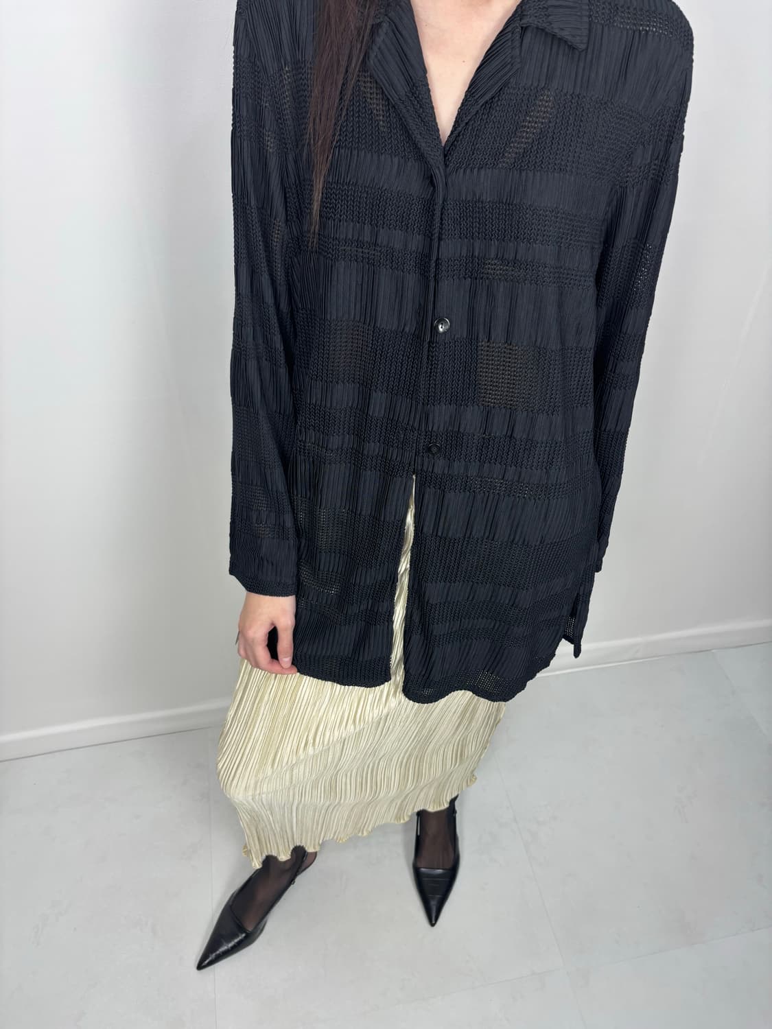 MIXED PATTERN PLEATED SHIRT  상품이미지6