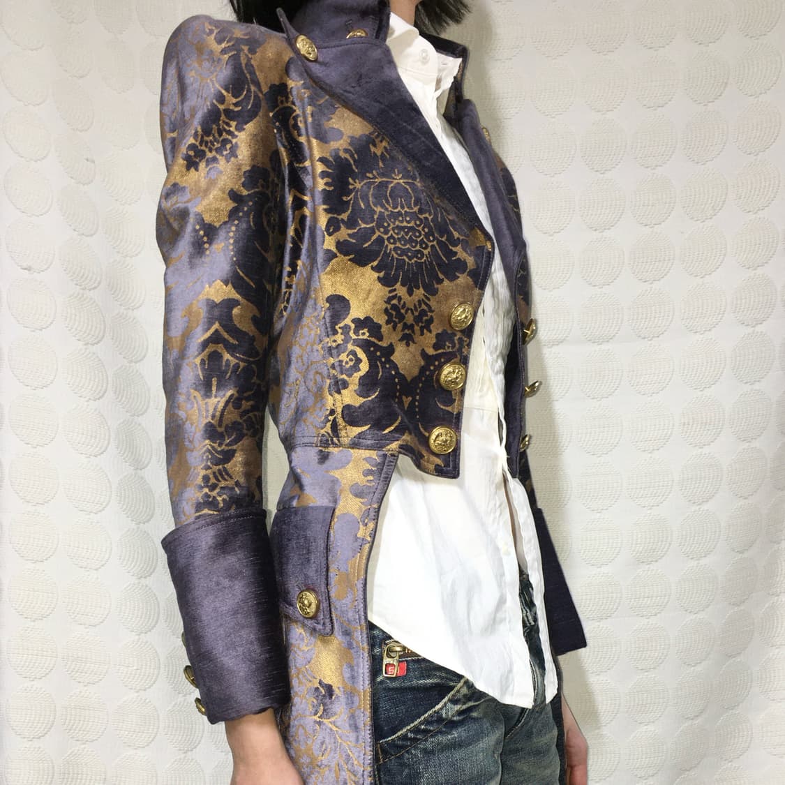 피에르 발망 바로크 자카드 벨벳 밀리터리 롱 자켓 상품이미지1