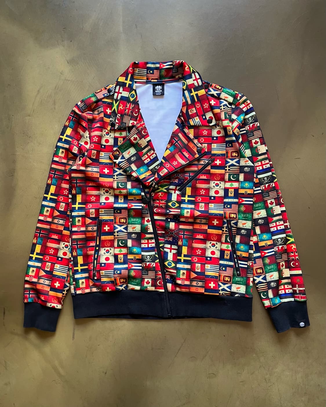 SAKUN Skull Mixed Flag Pattern Rider JK 상품이미지3