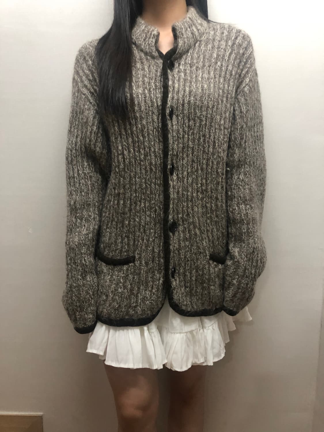 빈티지 그레이 울 니트집업 상품이미지10