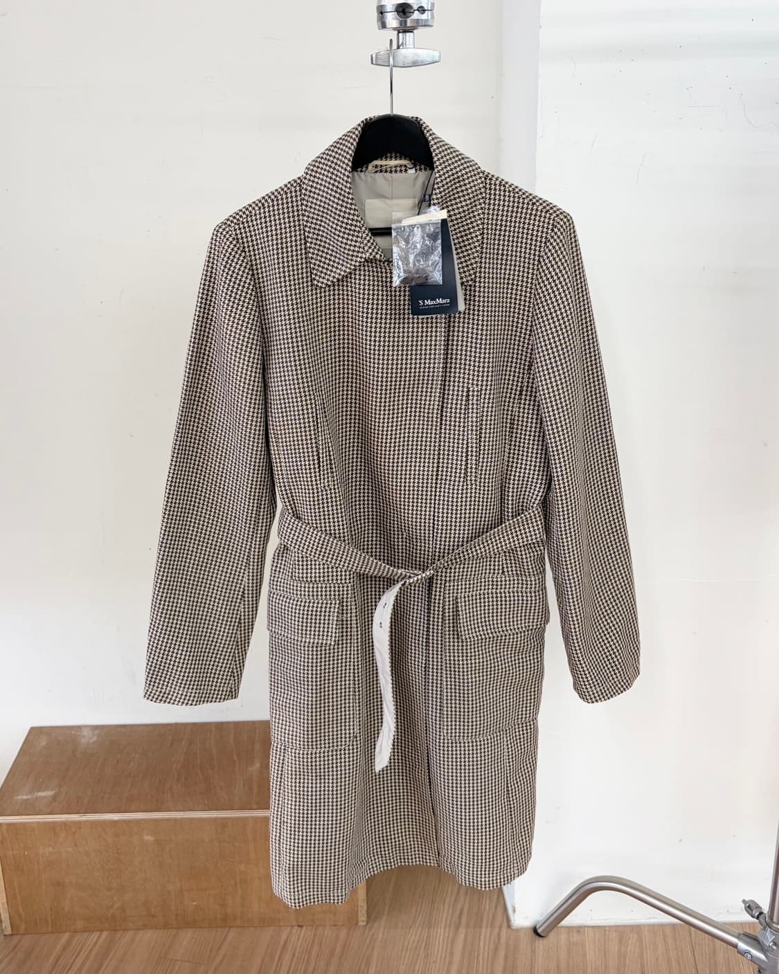 에스막스마라 하운드체크 벨티드 린넨 혼방 코트  상품이미지1