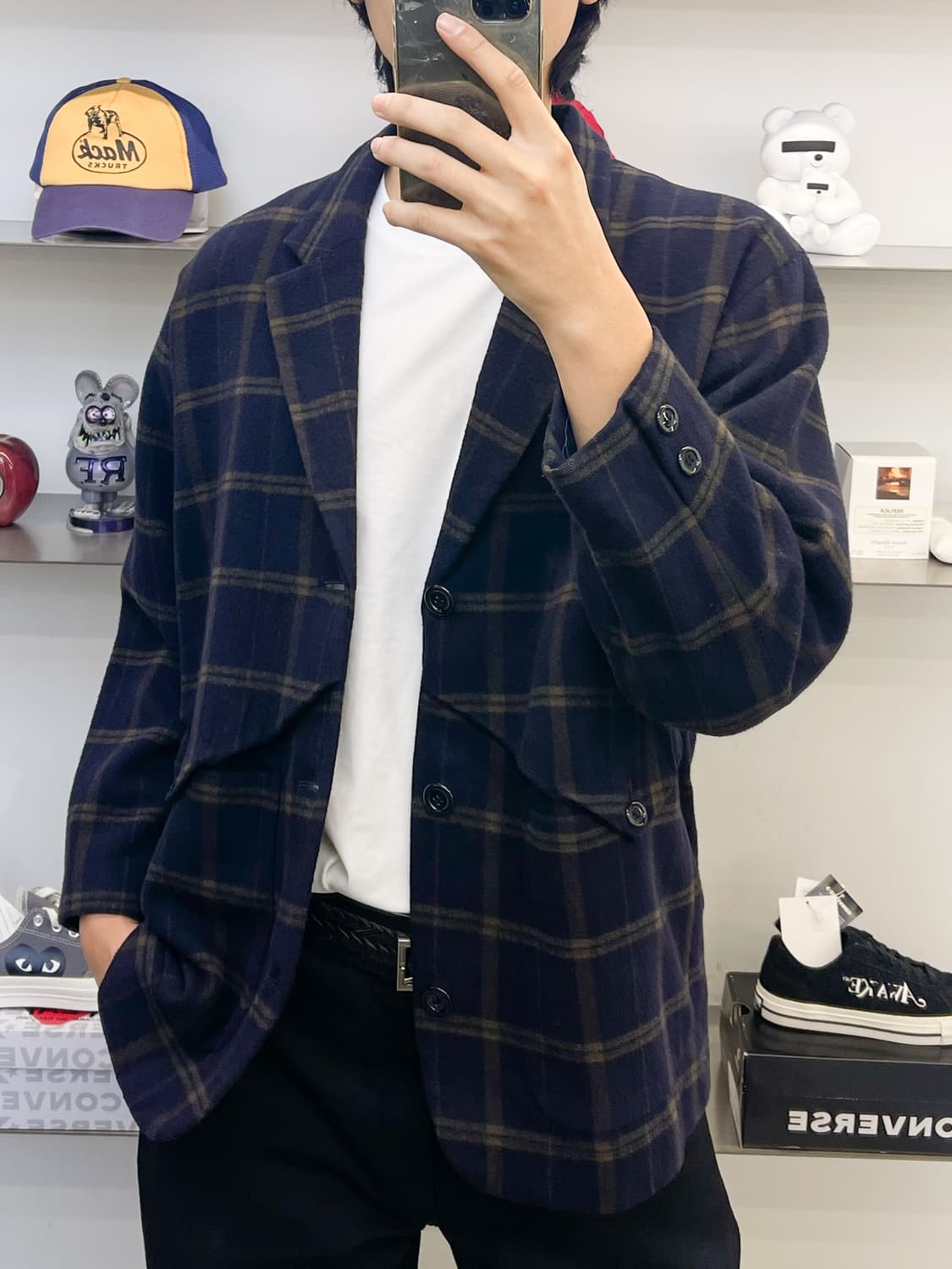 이세이미야케 하이 스포팅 기어 80s 3B 울 체크 블레이저 자켓 상품이미지3